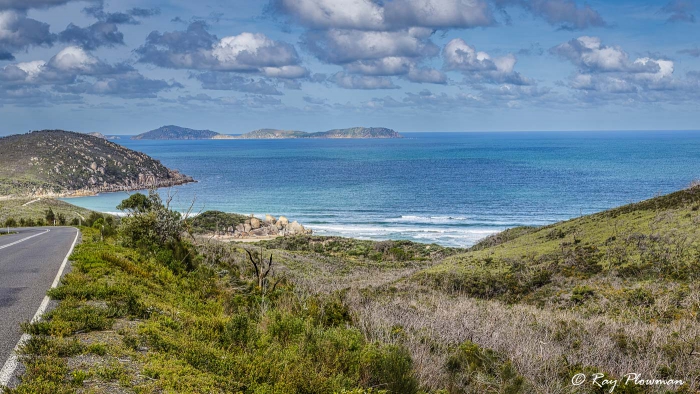 Vista of the peninsula and offshore granite islands at Wilsons Promontory National Park in South Gippsland