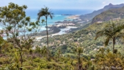 Panorama of Eden Island, airport, and Ile au Cerf at the end of the Glacis Trois Frères Trail, Seychelles Panorama of Eden Island, airport, and Ile au Cerf at the end of the Glacis Trois Frères Trail, Seychelles